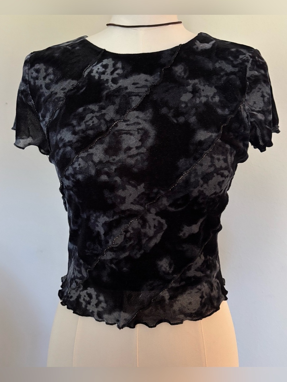 Thirty Thirty LA Floral Mesh Top 90s Grunge Y2K Whimsigoth S